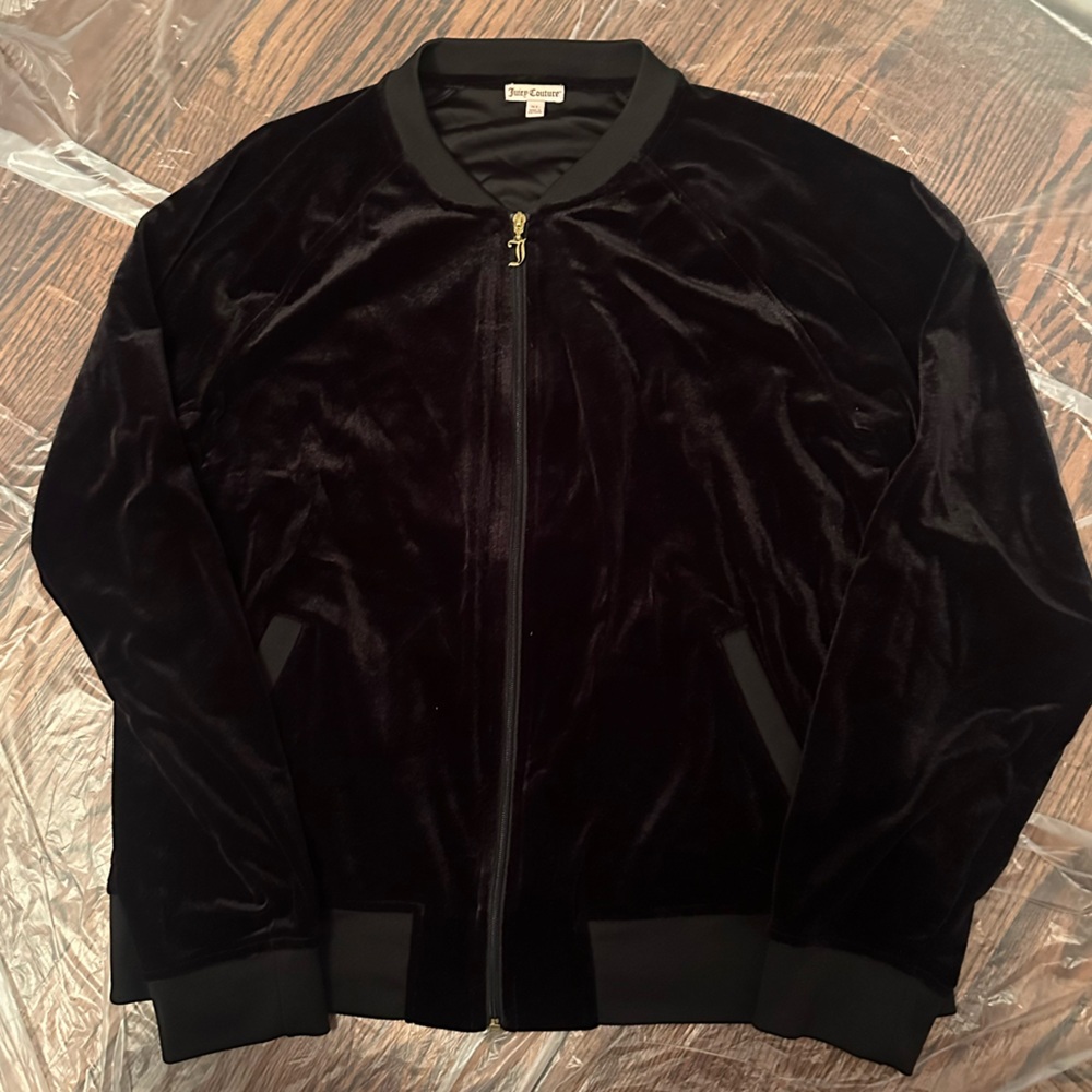 Juicy Couture Black Velvet Jacket with Gold Zipper